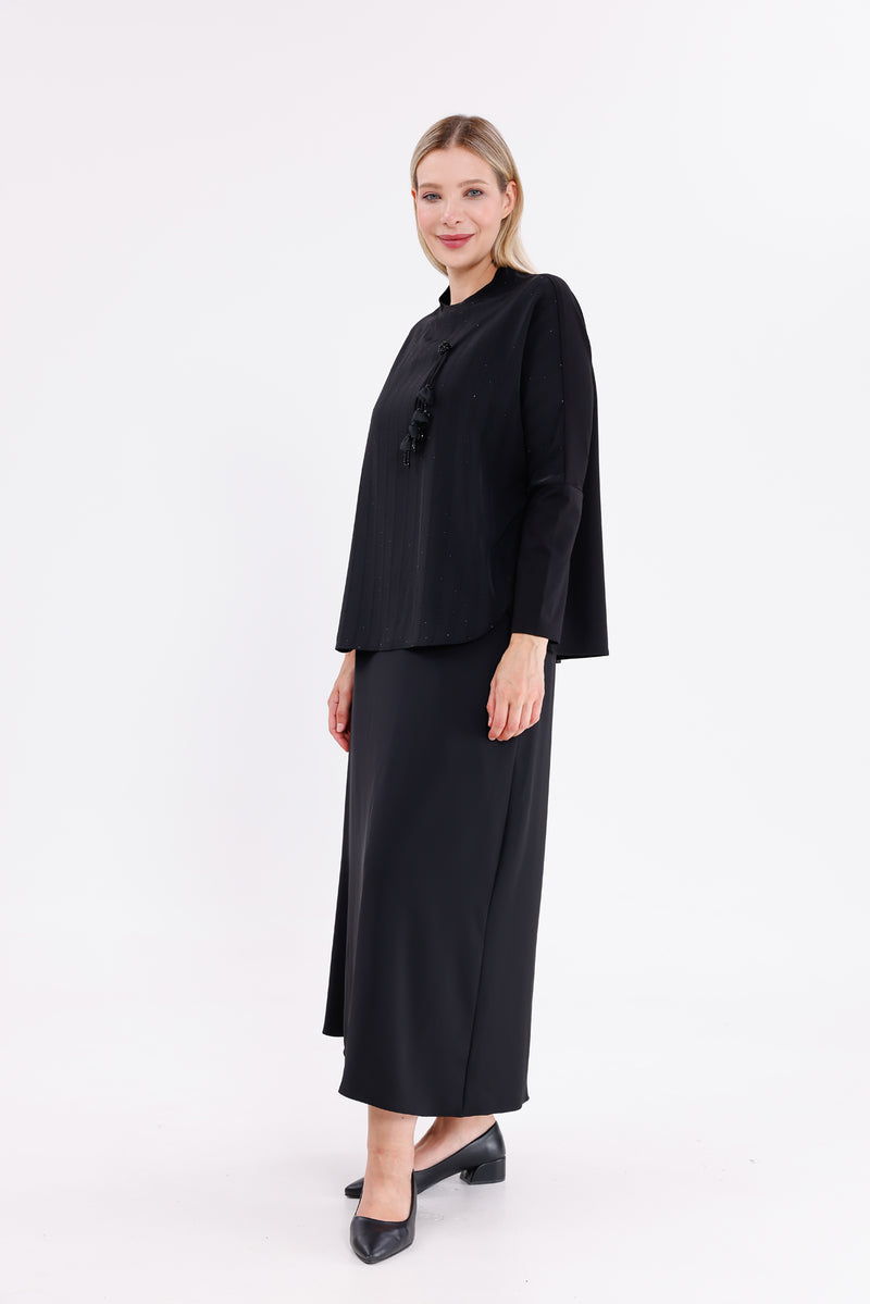 F&G Sparkle Skirt Set Black