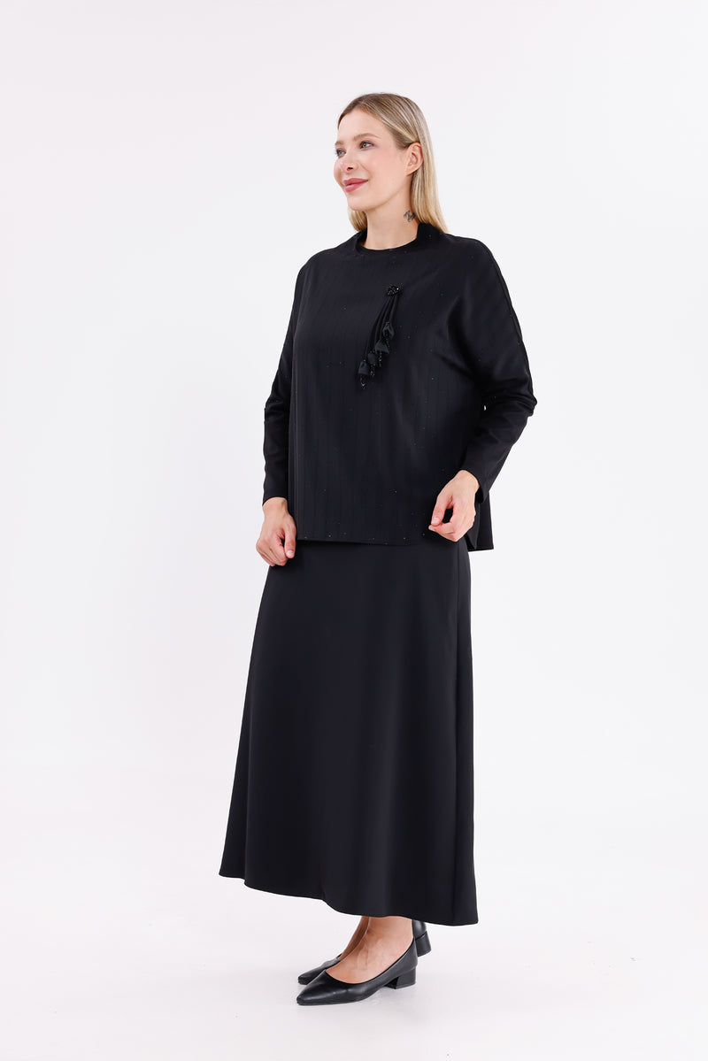 F&G Sparkle Skirt Set Black
