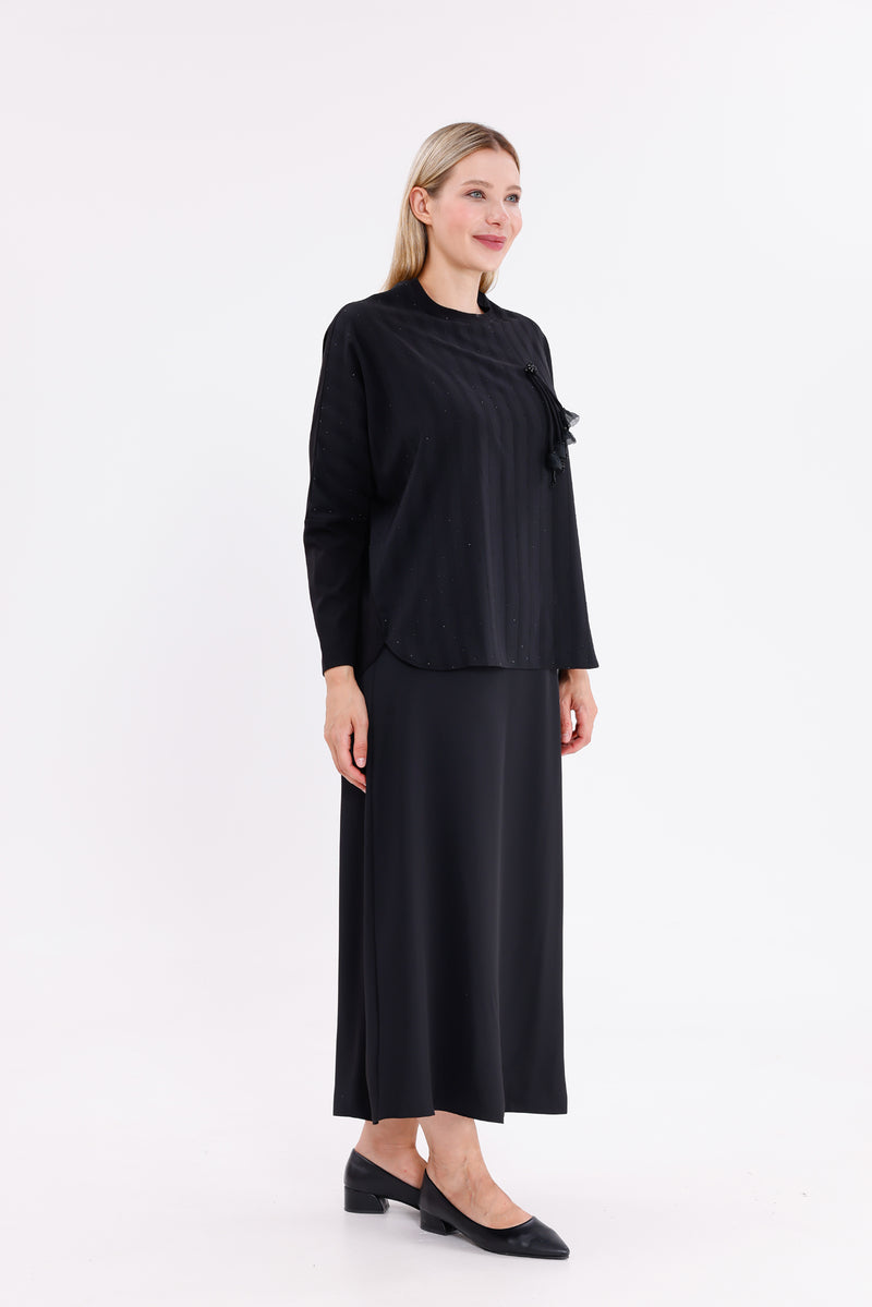 F&G Sparkle Skirt Set Black