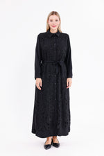 F&G Lace Detail Long Dress Black