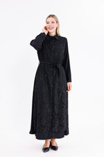 F&G Lace Detail Long Dress Black