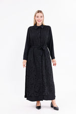 F&G Lace Detail Long Dress Black