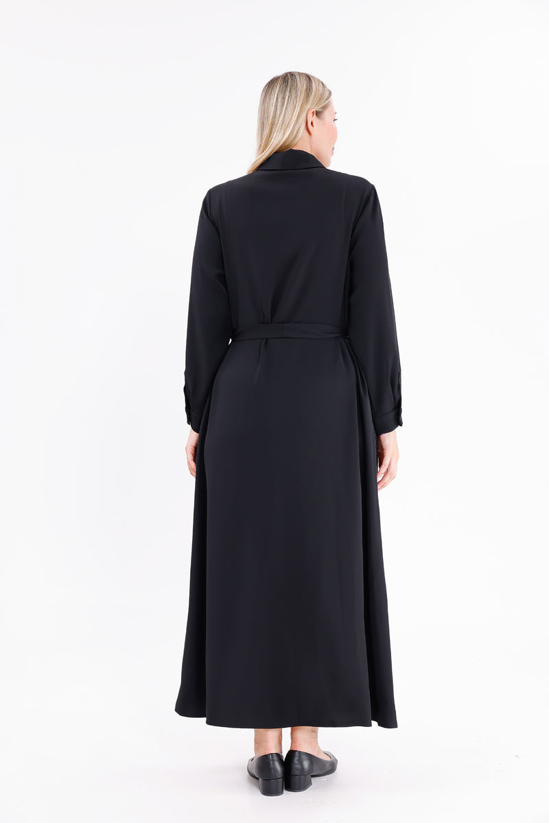 F&G Lace Detail Long Dress Black
