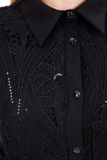 F&G Lace Detail Long Dress Black
