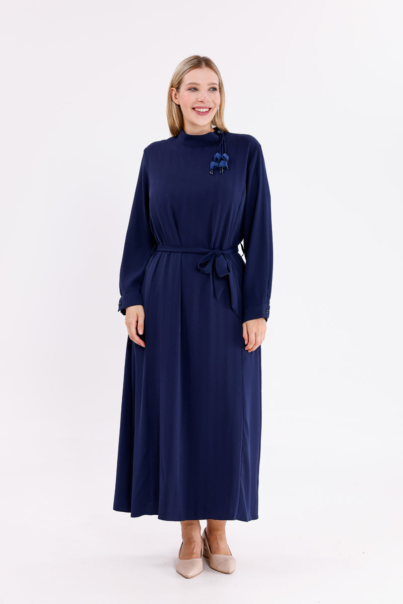 F&G Sparkle Long Dress Navy Blue