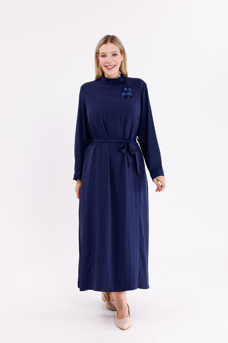 F&G Sparkle Long Dress Navy Blue