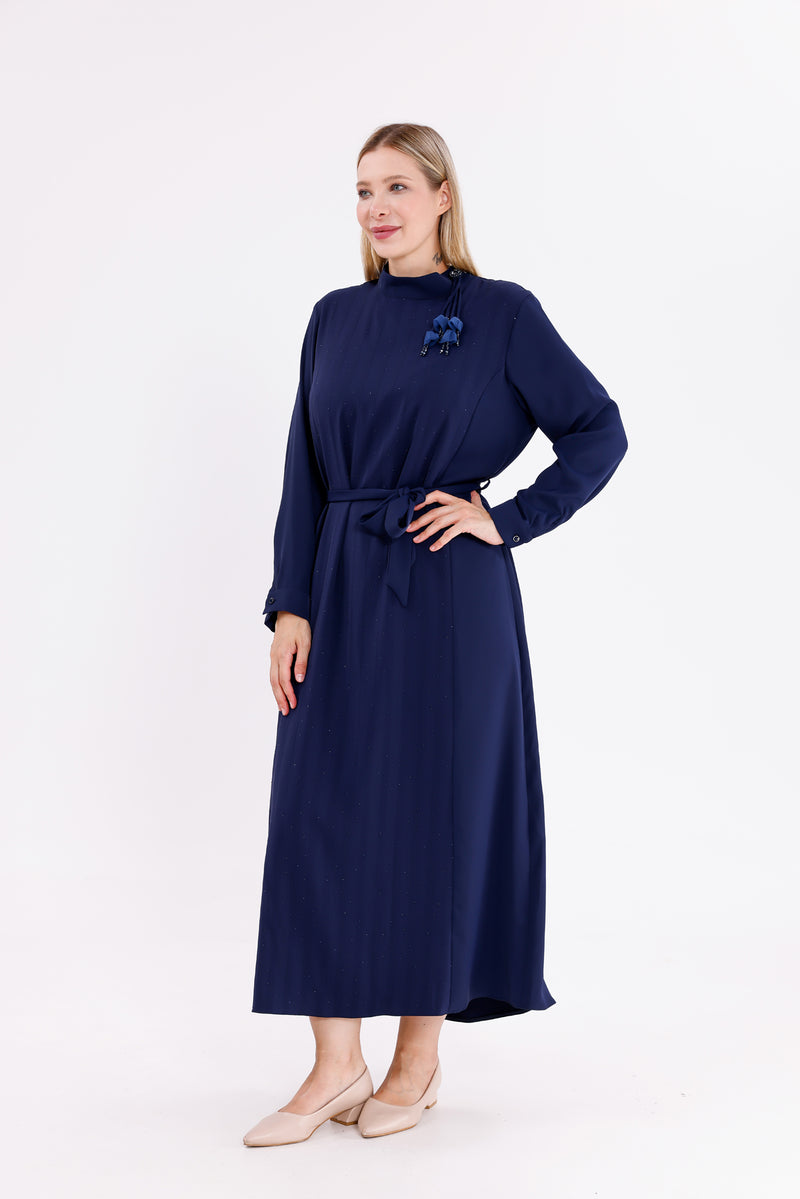 F&G Sparkle Long Dress Navy Blue