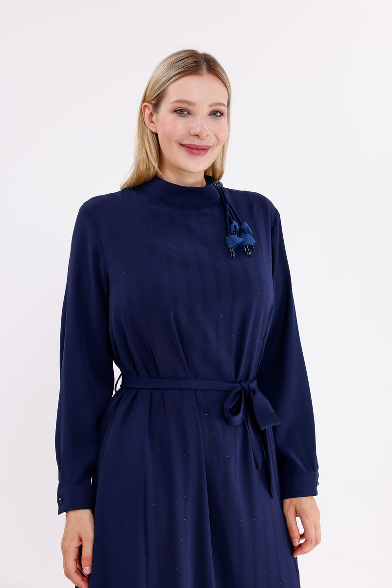 F&G Sparkle Long Dress Navy Blue