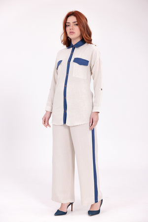 ZYF Yildiz Linen Set Beige&Indigo
