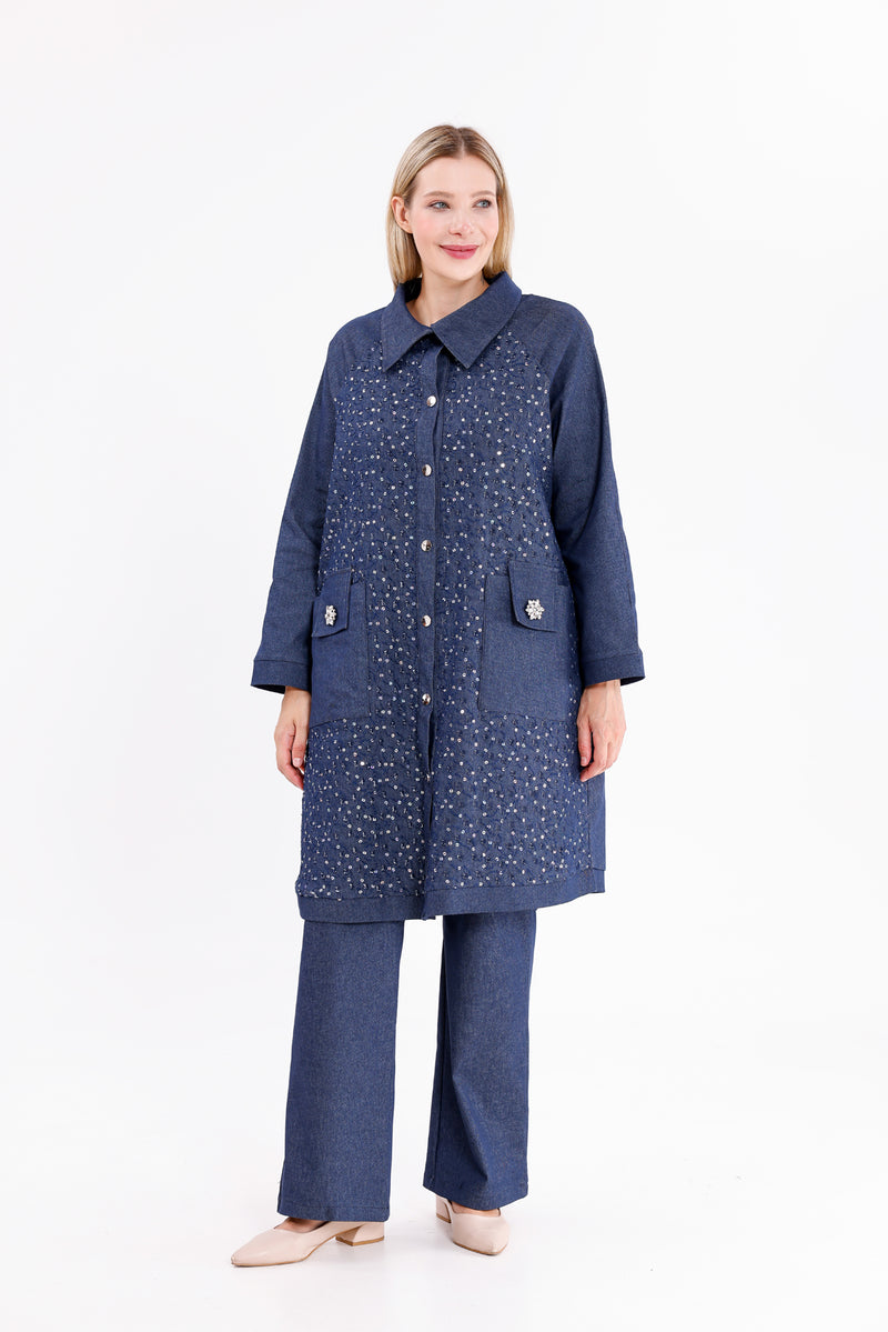 DL Spangle Denim Set Navy Blue