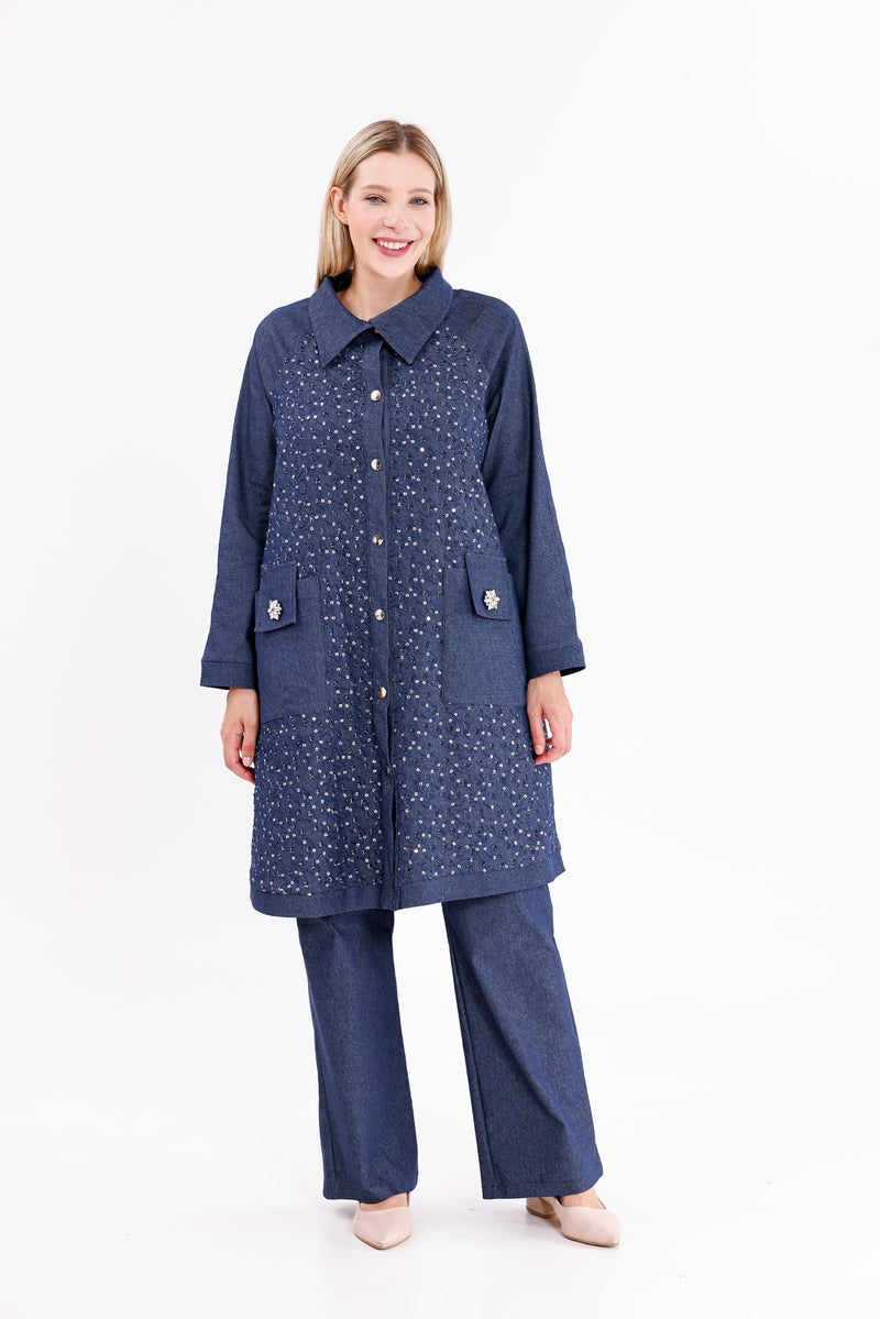 DL Spangle Denim Set Navy Blue