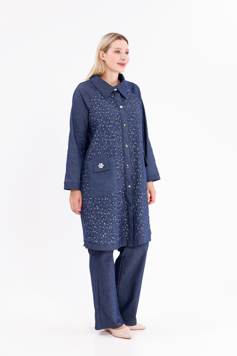 DL Spangle Denim Set Navy Blue