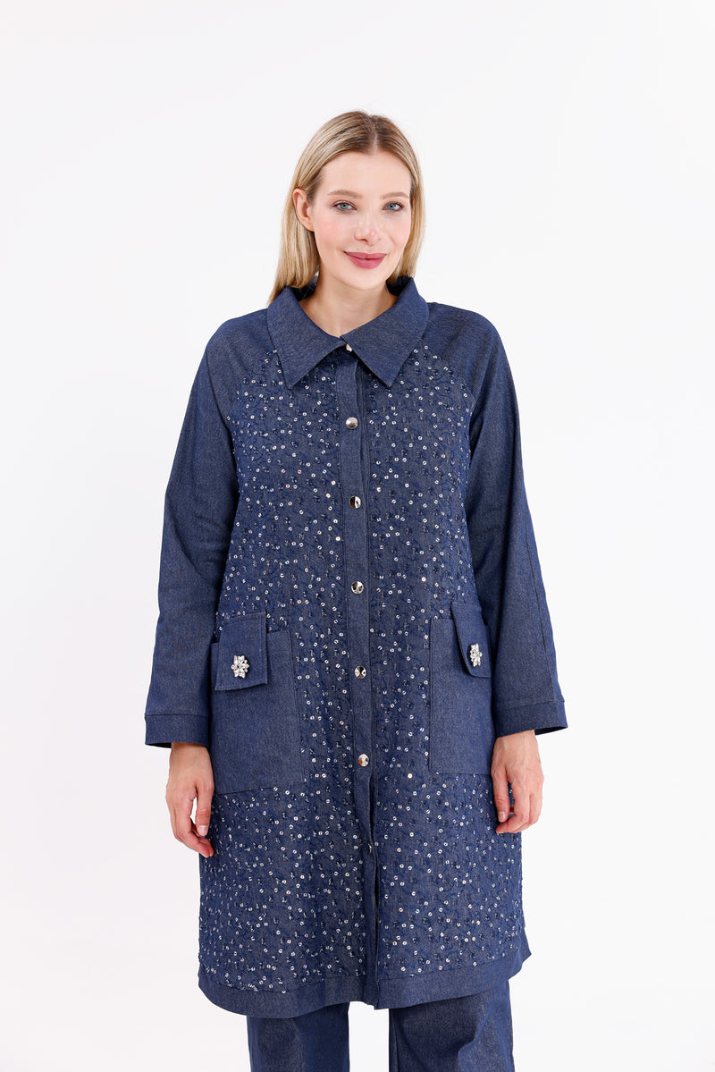 DL Spangle Denim Set Navy Blue