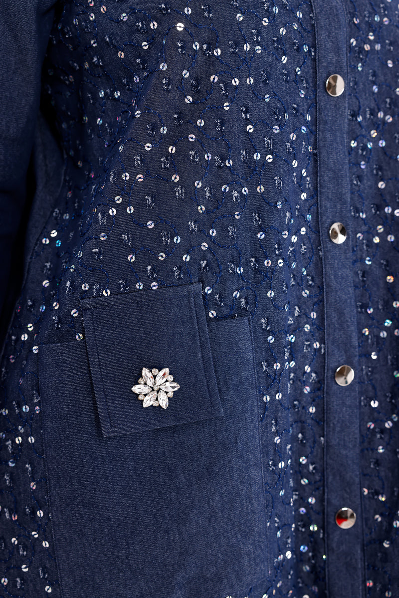 DL Spangle Denim Set Navy Blue