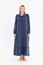 DL Qupra Silk Dress Navy Blue