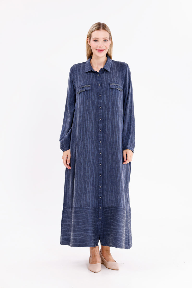 DL Qupra Silk Dress Navy Blue