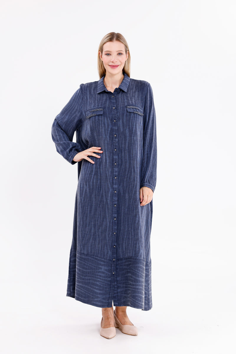 DL Qupra Silk Dress Navy Blue