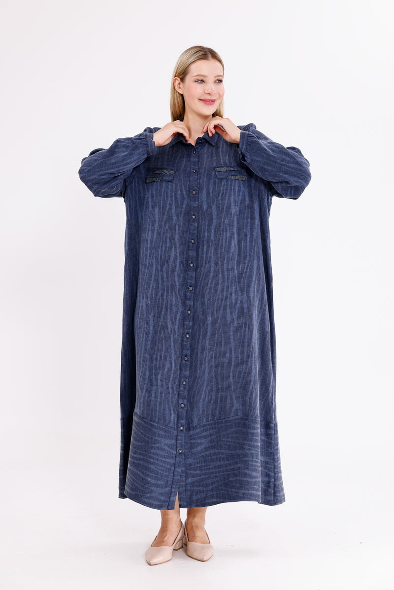 DL Qupra Silk Dress Navy Blue