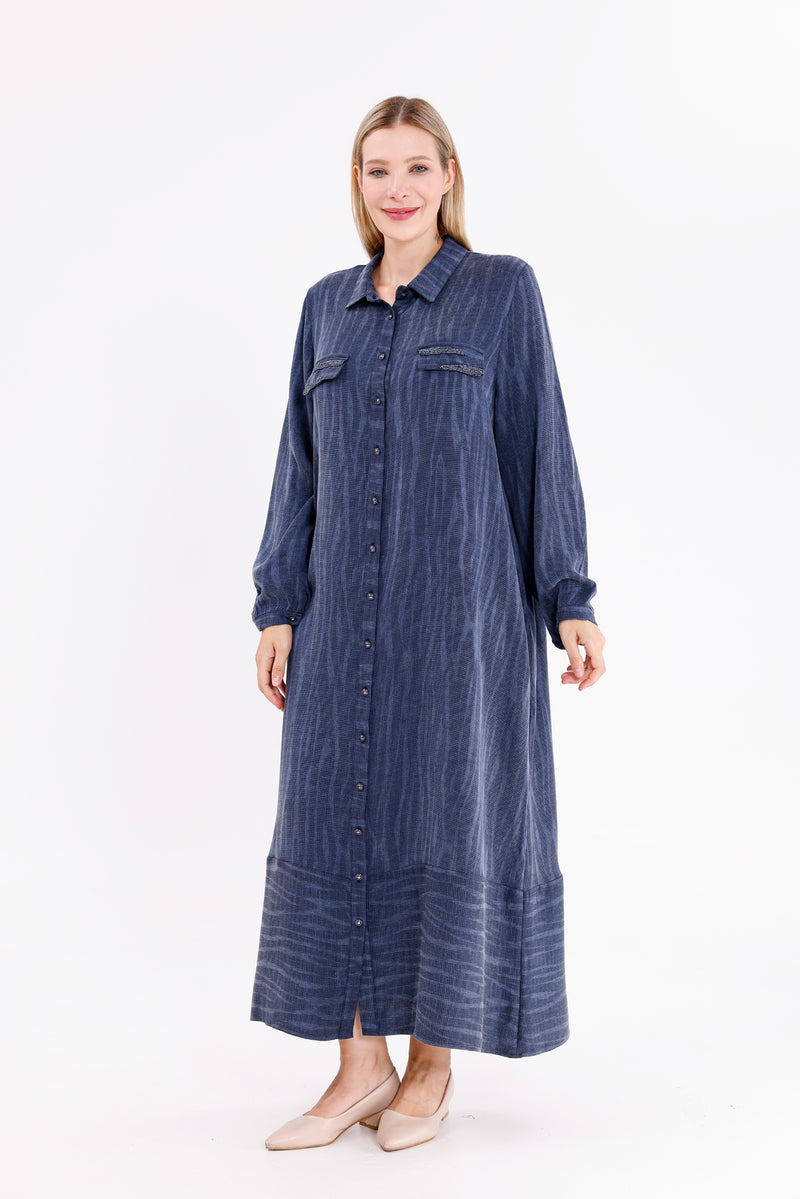 DL Qupra Silk Dress Navy Blue