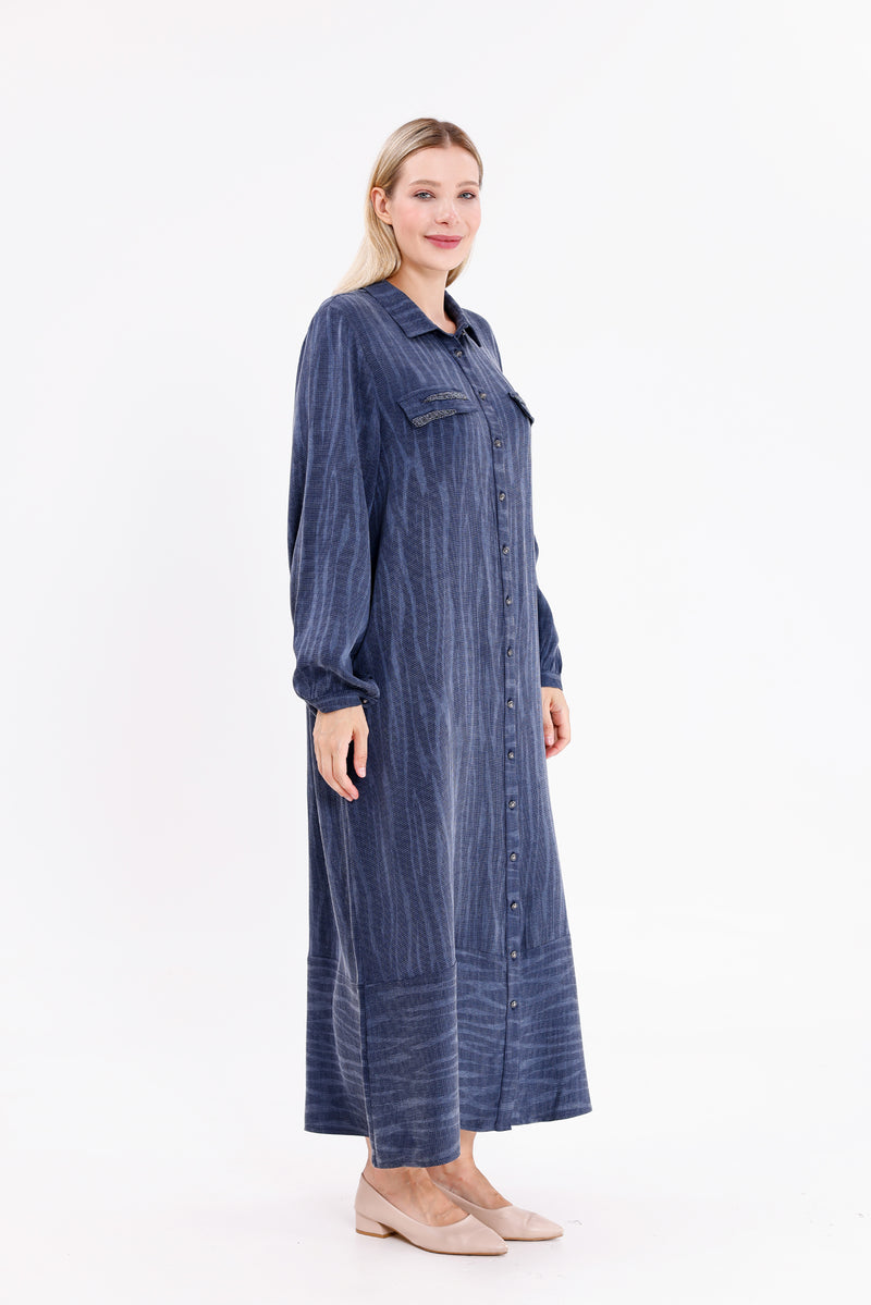 DL Qupra Silk Dress Navy Blue
