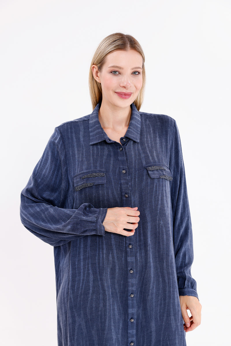 DL Qupra Silk Dress Navy Blue