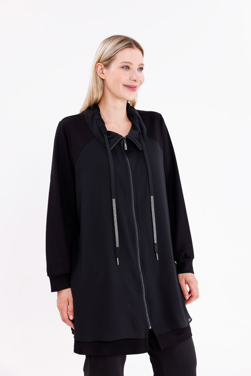 F&G Chiffon Dtld Cape Black
