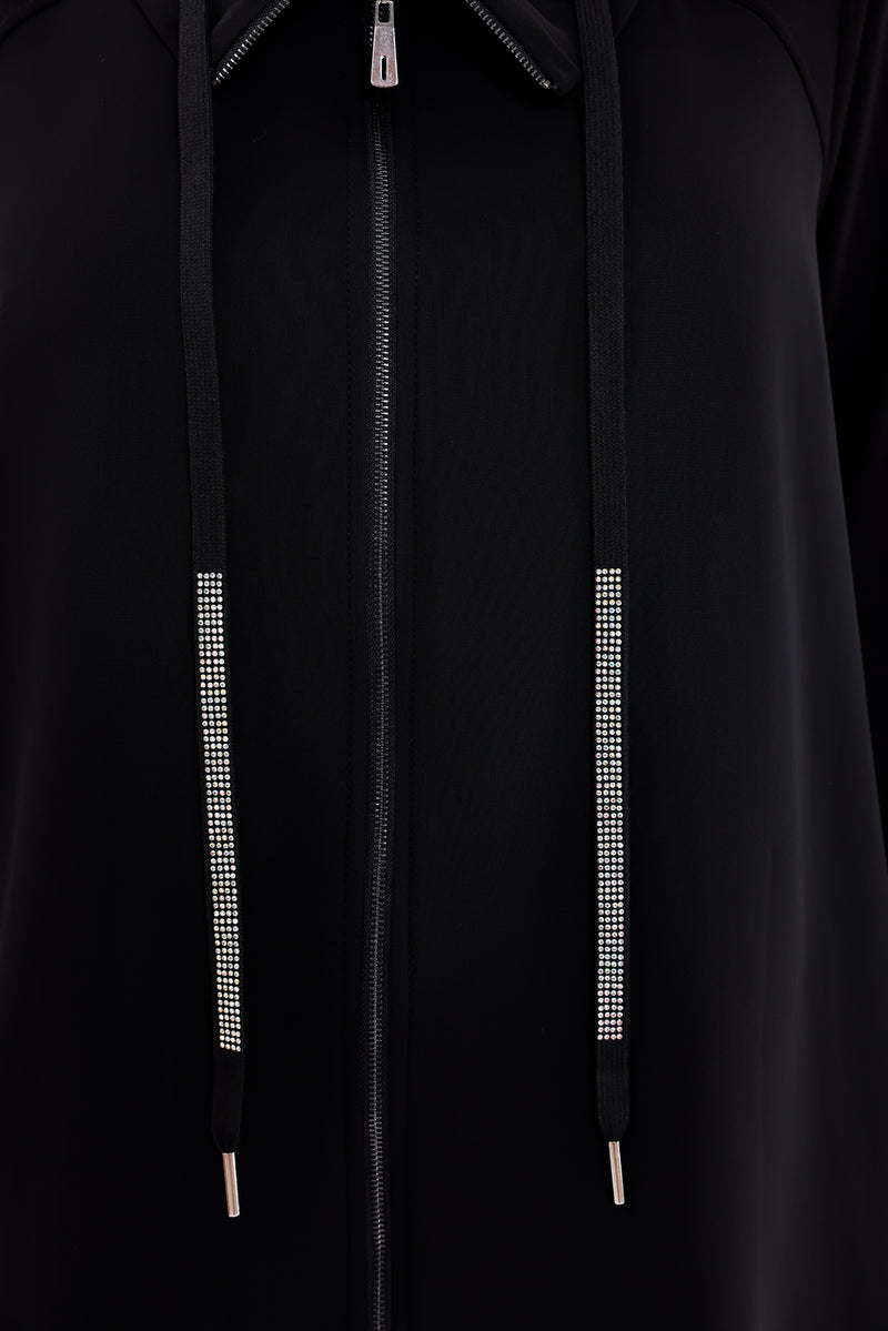 F&G Chiffon Dtld Cape Black