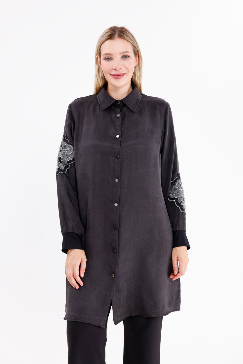 F&G Merry Silk Tunic Anthracite