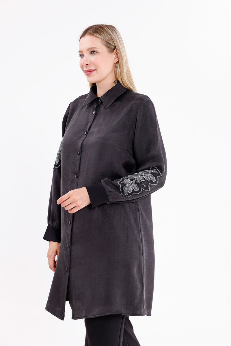 F&G Merry Silk Tunic Anthracite