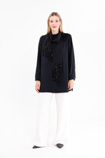 F&G Shawl Detailed Tunic Black