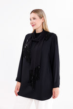F&G Shawl Detailed Tunic Black