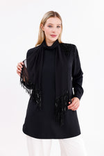 F&G Shawl Detailed Tunic Black