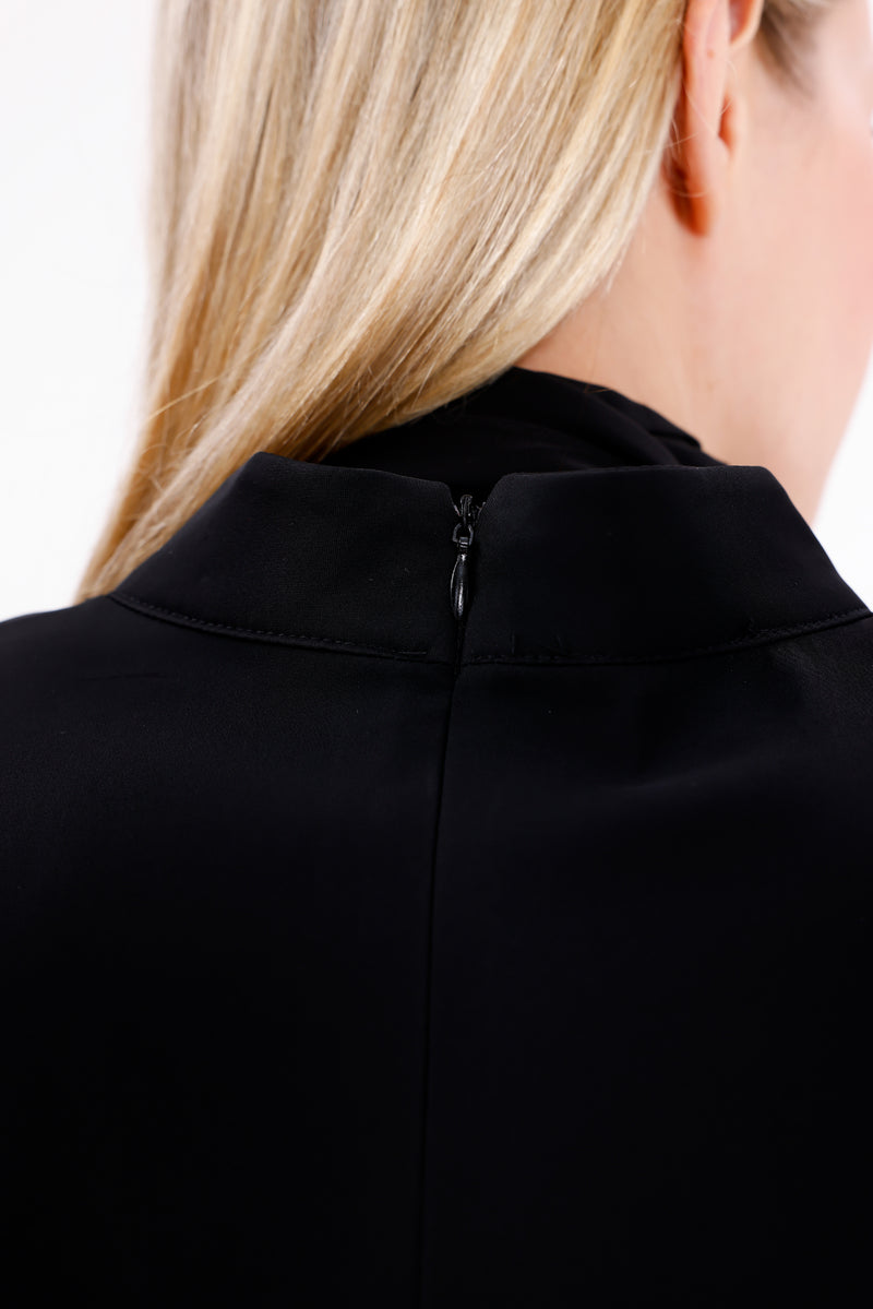 F&G Shawl Detailed Tunic Black