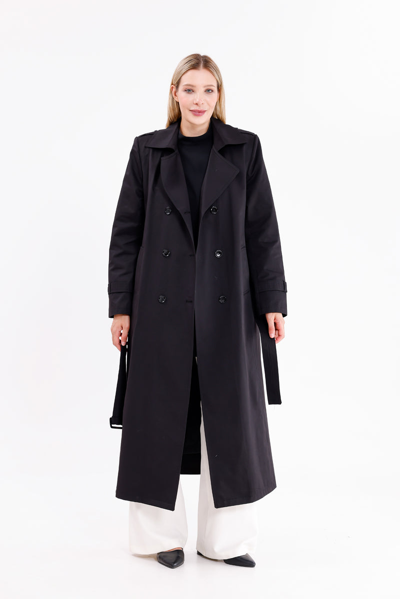 GLX Plus Size Trenchcoat Black