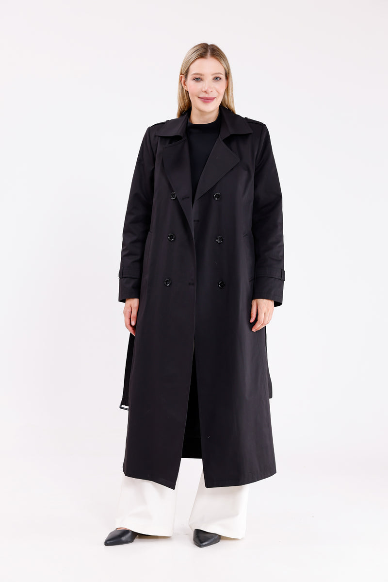 GLX Plus Size Trenchcoat Black