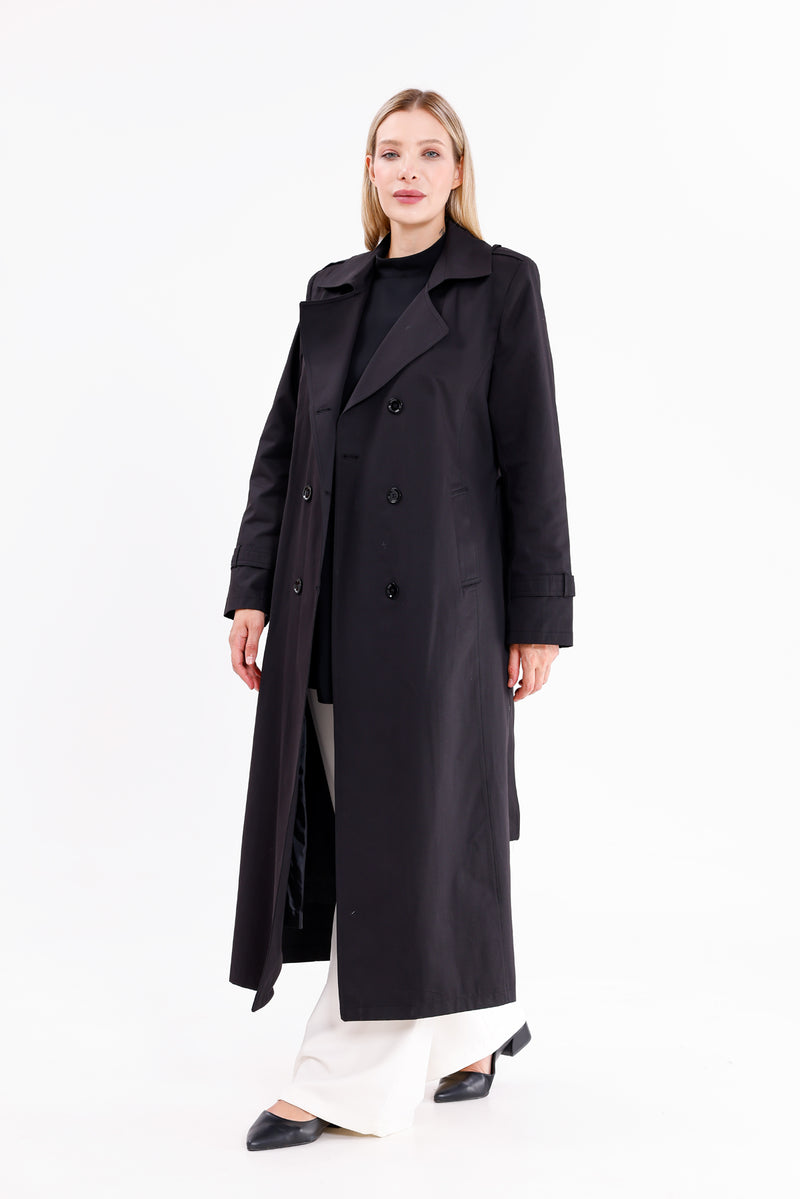 GLX Plus Size Trenchcoat Black