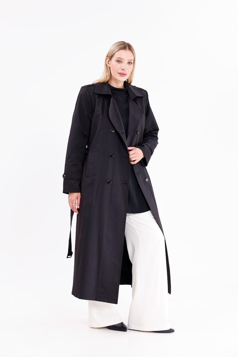 GLX Plus Size Trenchcoat Black