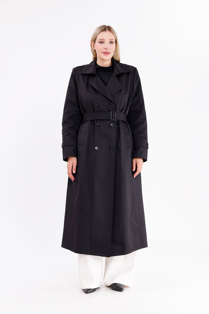 GLX Plus Size Trenchcoat Black