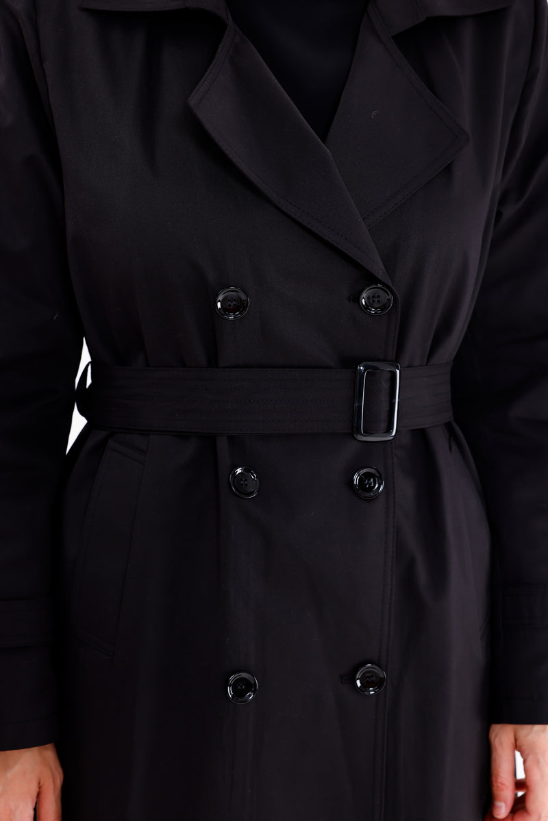 GLX Plus Size Trenchcoat Black