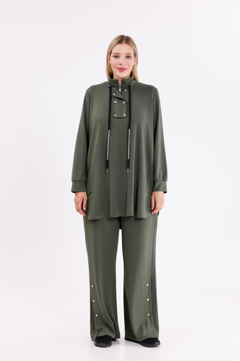 F&G Cotton Snap Buttons Set Khaki