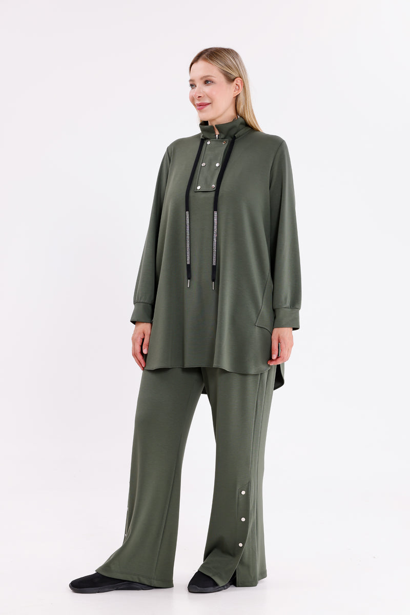F&G Cotton Snap Buttons Set Khaki