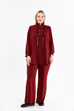 F&G Cotton Snap Buttons Set Burgundy