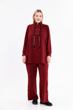 F&G Cotton Snap Buttons Set Burgundy