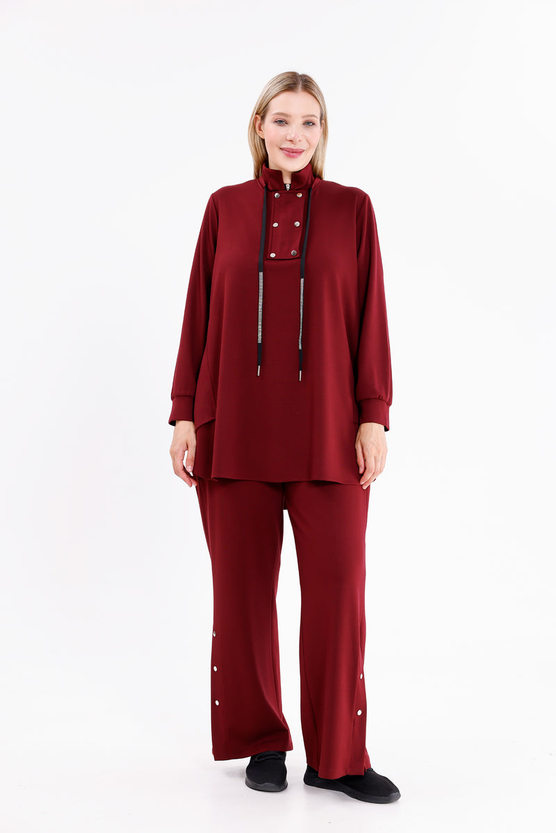 F&G Cotton Snap Buttons Set Burgundy