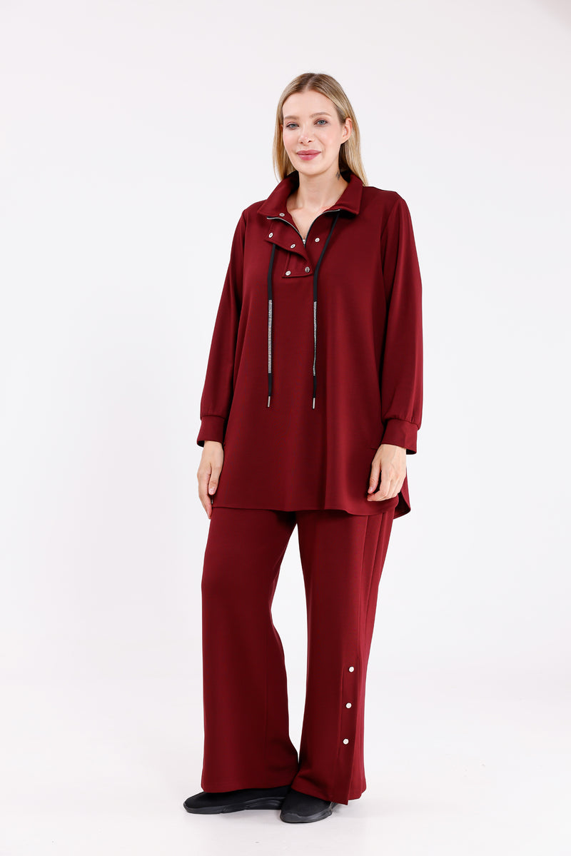 F&G Cotton Snap Buttons Set Burgundy