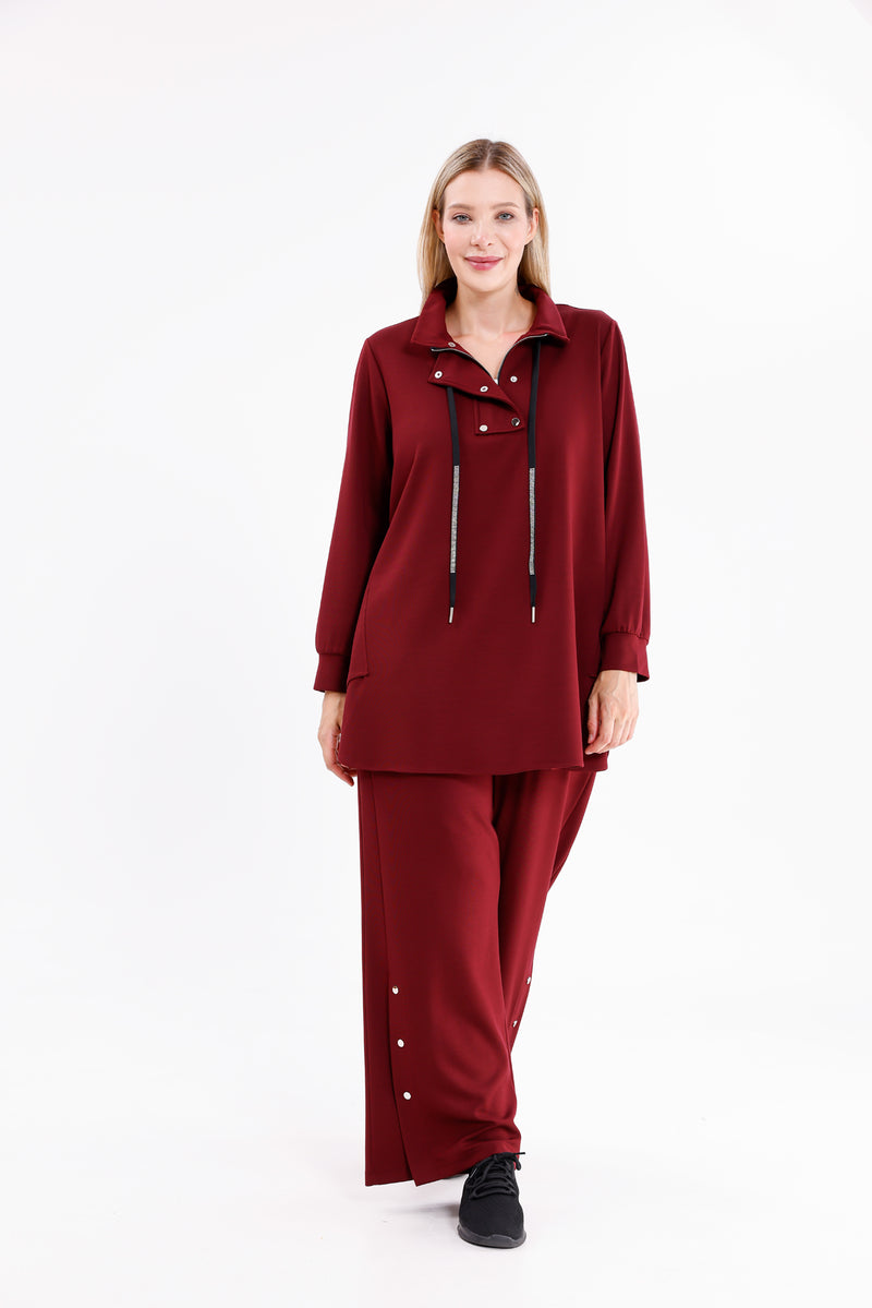 F&G Cotton Snap Buttons Set Burgundy