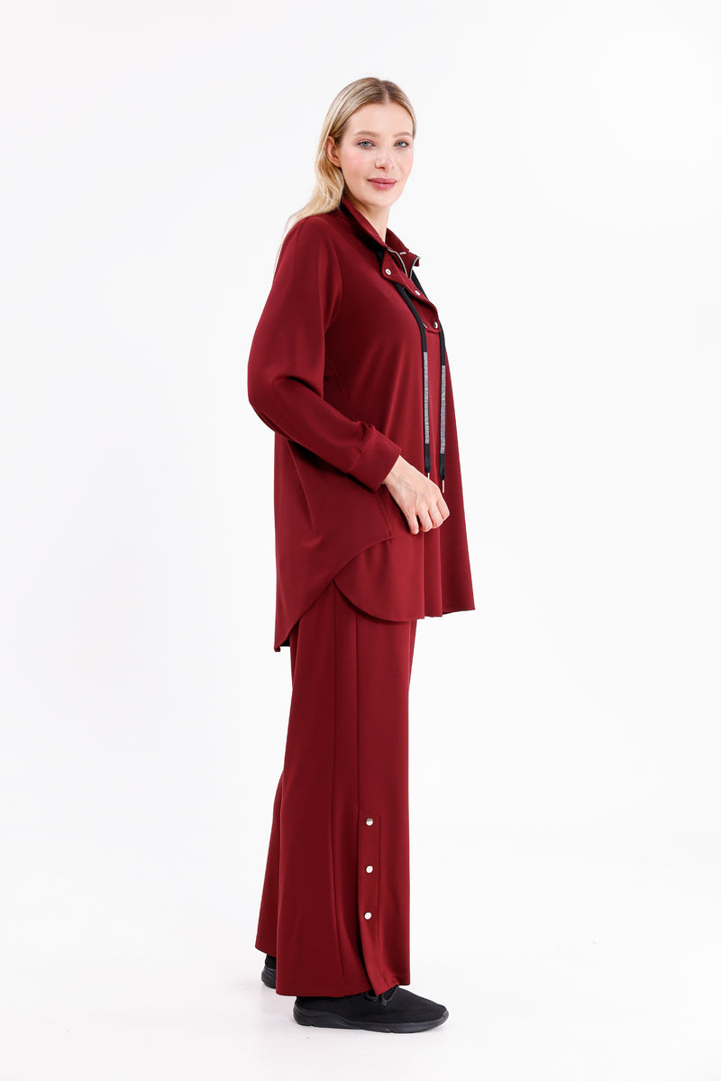 F&G Cotton Snap Buttons Set Burgundy