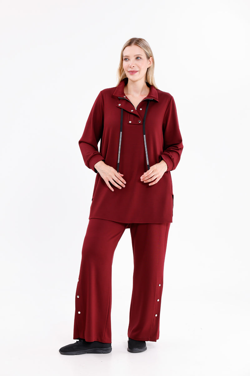 F&G Cotton Snap Buttons Set Burgundy