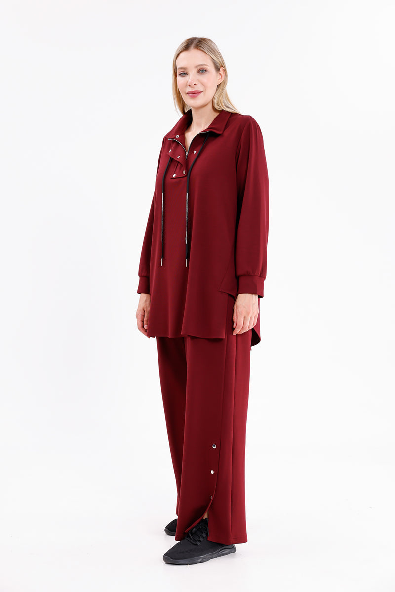 F&G Cotton Snap Buttons Set Burgundy