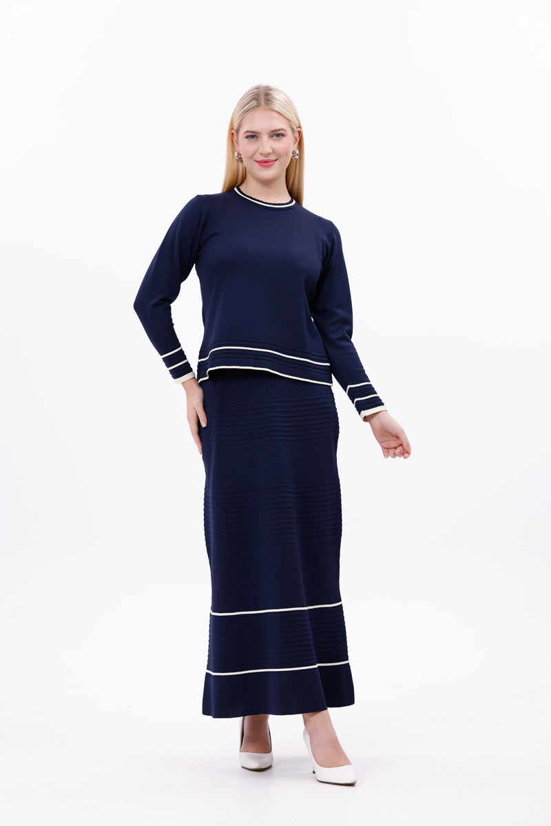 ZZ Iter Knitted Skirt Set Navy Blue